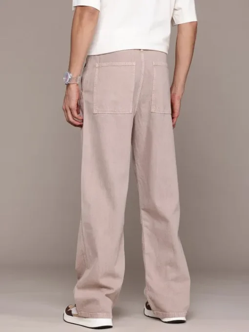 Men Wide Leg Mid-Rise Pure Cotton Jeans - Image 3