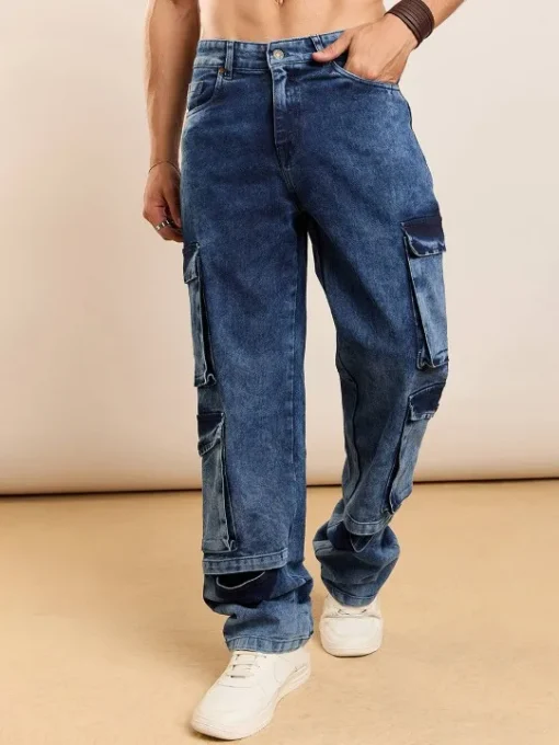 Men Towel Wash Relaxed Fit Jeans - Image 3